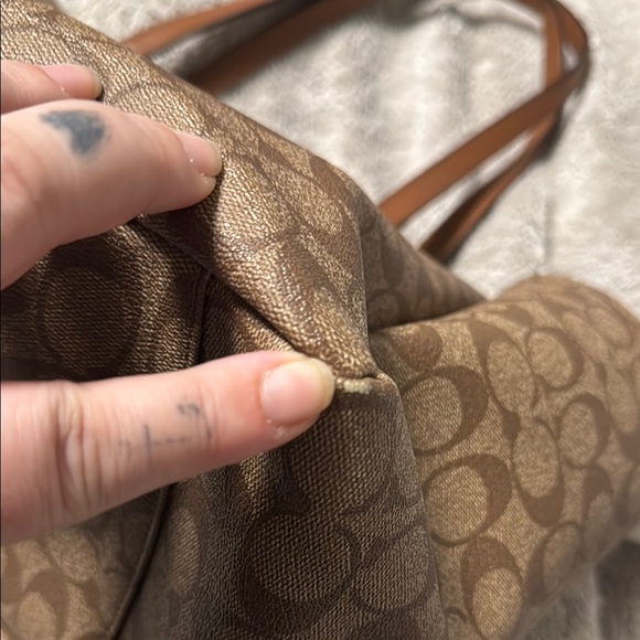 Coach Brown Signature diaper Tote Bag with Leather Accents - Picture 4 of 10